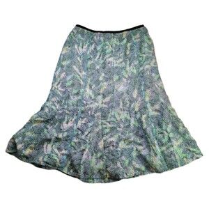 Trumpeted Midi Skirt Sz 6 Forest Fairy Whimsical Airy Boho Lined Cotton Nicname